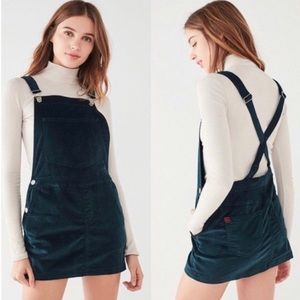Urban Outfitters Green Velvet Overall Dress